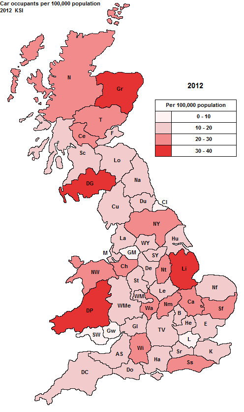 police area car occupant KSI casualty map