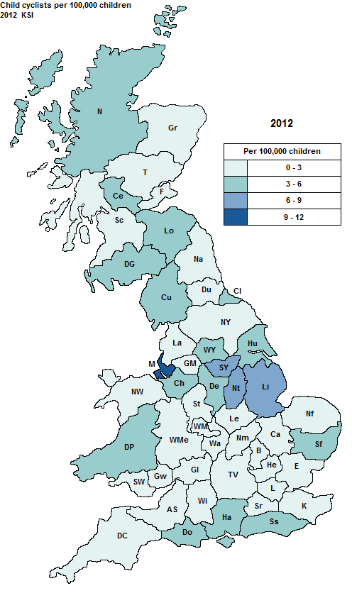 police area child cyclist KSI casualty map