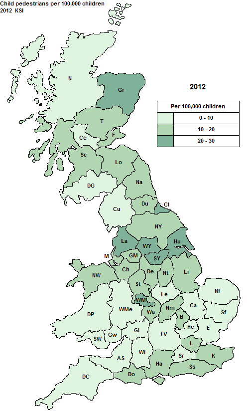 police area child pedestrian KSI casualty map