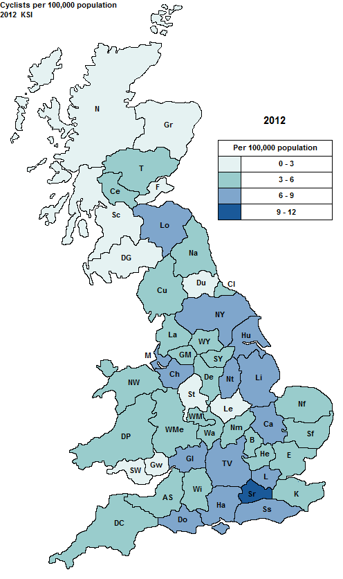 police area cyclist KSI casualty map